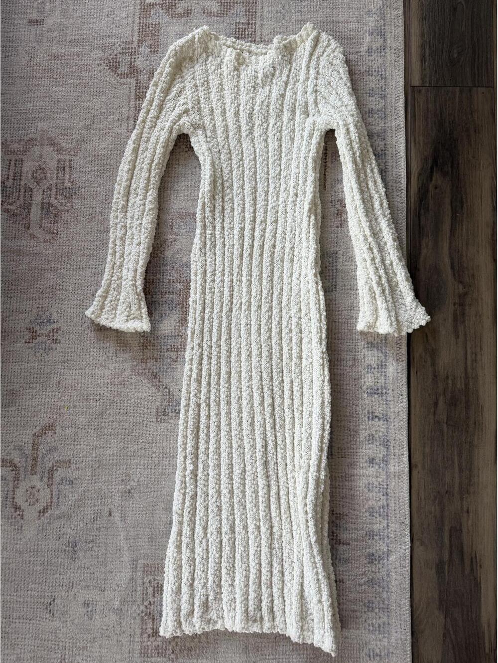 H&M FRAYED-EDGE RIB-KNIT DRESS size Small